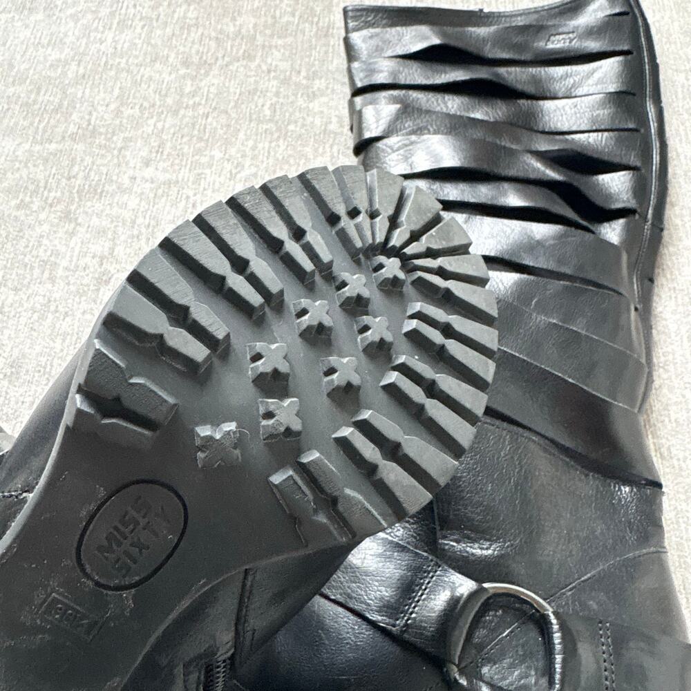 Gorgeous Rare Miss Sixty Leather Heel Black Boots - Picture 6 of 7